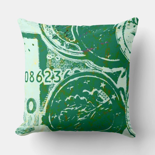Grünes Geld Lumbar Pillow Kussen (Voorkant)