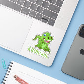 grünes Krokodil Sticker (Laptop met iPhone)