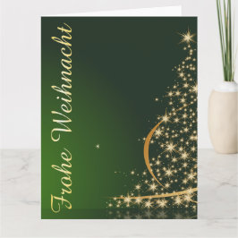 Grünes Weihnachtsmotiv mit goldenem Weihnachtsbaum Kaart