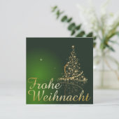 Grünes Weihnachtsmotiv mit goldenem Weihnachtsbaum Kaart (Staand voorkant)