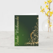 Grünes Weihnachtsmotiv mit goldenem Weihnachtsbaum Kaart (Gele Bloem)