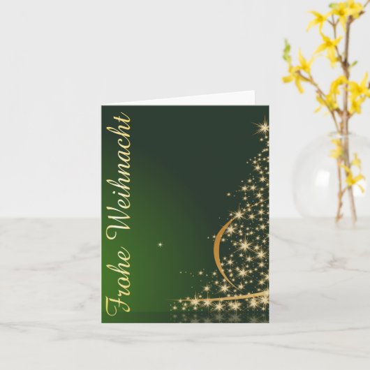 Grünes Weihnachtsmotiv mit goldenem Weihnachtsbaum Kaart (Gele Bloem)