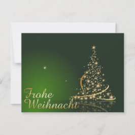 Grünes Weihnachtsmotiv mit goldenem Weihnachtsbaum Kaart