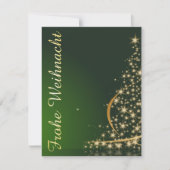 Grünes Weihnachtsmotiv mit goldenem Weihnachtsbaum Kaart (Voorkant)