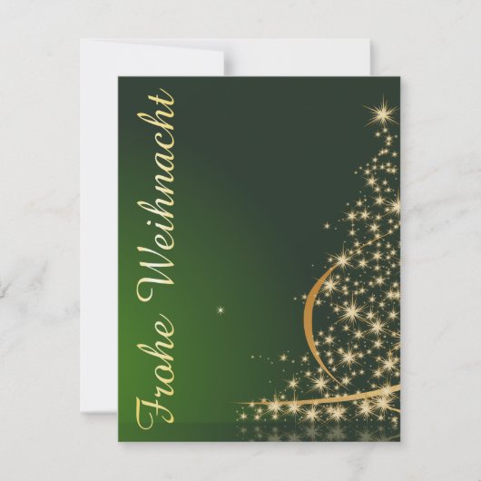 Grünes Weihnachtsmotiv mit goldenem Weihnachtsbaum Kaart (Voorkant)