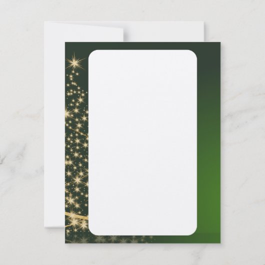 Grünes Weihnachtsmotiv mit goldenem Weihnachtsbaum Kaart (Achterkant)