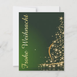 Grünes Weihnachtsmotiv mit goldenem Weihnachtsbaum Kaart