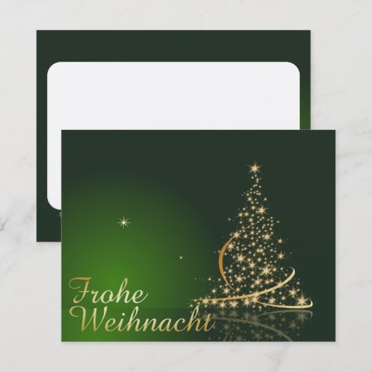 Grünes Weihnachtsmotiv mit goldenem Weihnachtsbaum Kaart (Voorkant / Achterkant)