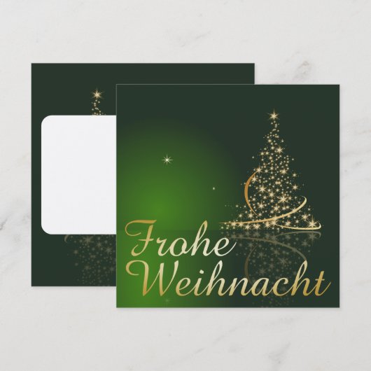 Grünes Weihnachtsmotiv mit goldenem Weihnachtsbaum Kaart (Voorkant / Achterkant)