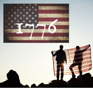 Grunge 1776 Amerikaanse Vlag Patriottisch  Rechthoekige Sticker
