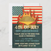 Grunge 4th of Juli Uitnodigingen van de Partij BBQ (Voorkant)