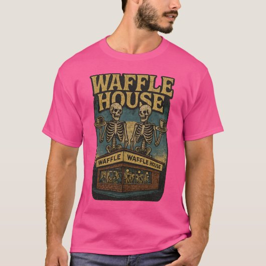 Grunge 70s Waffle House Design T-shirt (Voorkant)