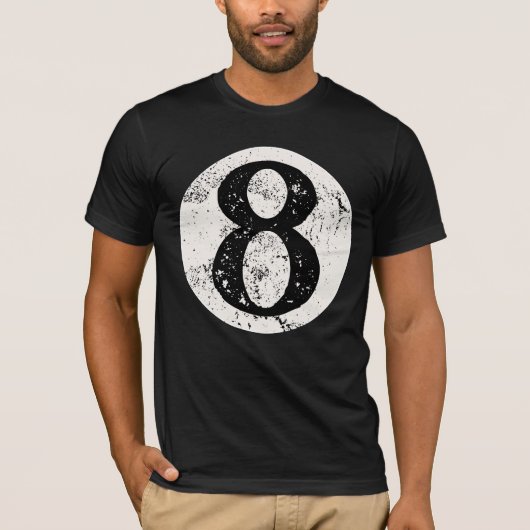 Grunge 8-ball zwart-wit T-shirt (Voorkant)
