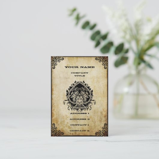 Grunge Aas van Schoppen Visitekaartje (Staand voorkant)