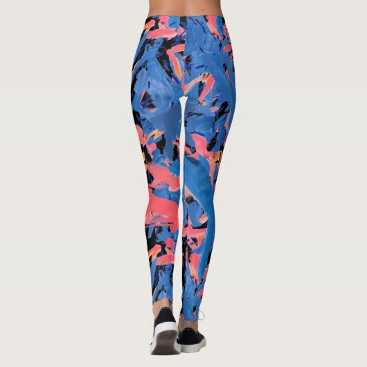 Grunge Abstract bloemmotief Leggings (Achterkant)