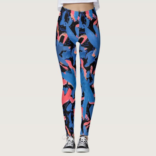 Grunge Abstract bloemmotief Leggings (Voorkant)