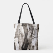 Grunge abstracte geometrische gestreepte beige zwa tote bag (Achterkant)