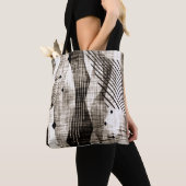 Grunge abstracte geometrische gestreepte beige zwa tote bag (Dichtbij)