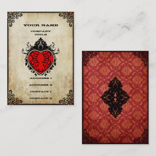 Grunge Ace Of Hearts Visitekaartje (Voorkant / Achterkant)
