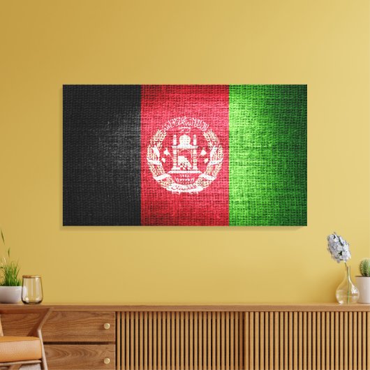Grunge Afghanistan Flag Canvas Afdruk (Insitu (Woonkamer))