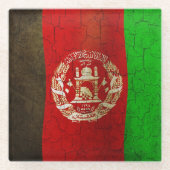 Grunge Afghanistan Flag Glazen Onderzetter (Voorkant)