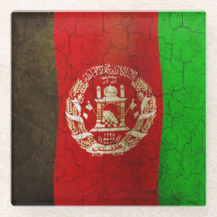 Grunge Afghanistan Flag Glazen Onderzetter