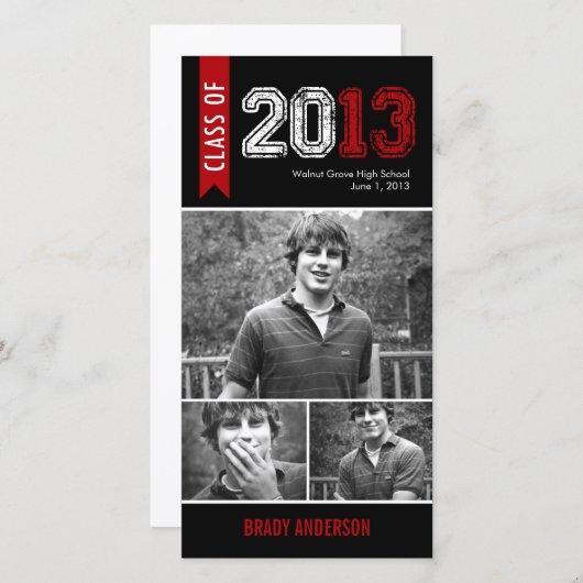  Grunge Afstuderen aankondiging fotokaart (Voorkant / Achterkant)