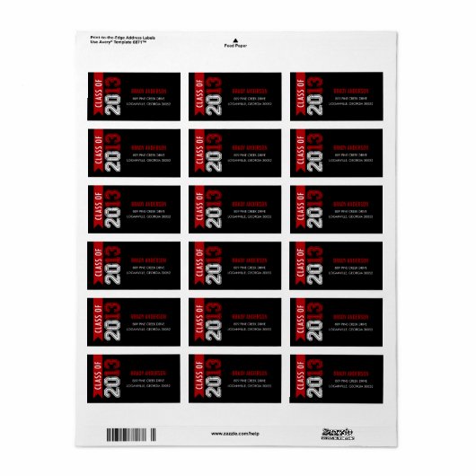  Grunge Afstuderen adreslabel Etiket (Full Sheet)