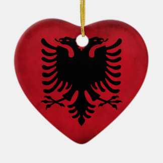 Grunge Albanian Flag (hoge kwaliteit) Keramisch Ornament