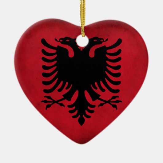 Grunge Albanian Flag (hoge kwaliteit) Keramisch Ornament (Voorkant)