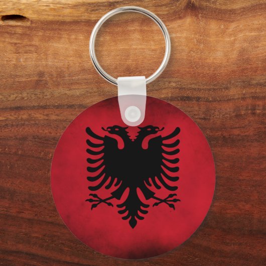 Grunge Albanian Flag (hoge kwaliteit) Sleutelhanger (Voorkant)