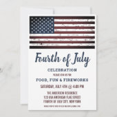 Grunge American Flag 4th Fourth of Juli Party Kaart (Voorkant)