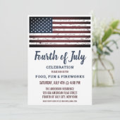 Grunge American Flag 4th Fourth of Juli Party Kaart (Staand voorkant)