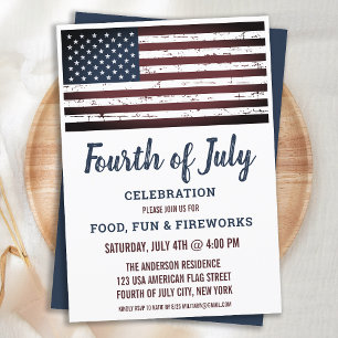 Grunge American Flag 4th Fourth of Juli Party Kaart