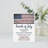 Grunge American Flag 4th Fourth of Juli Party Uitnodiging Briefkaart (Staand voorkant)