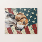 Grunge American Flag Beagle Dog Legpuzzel (Horizontaal)