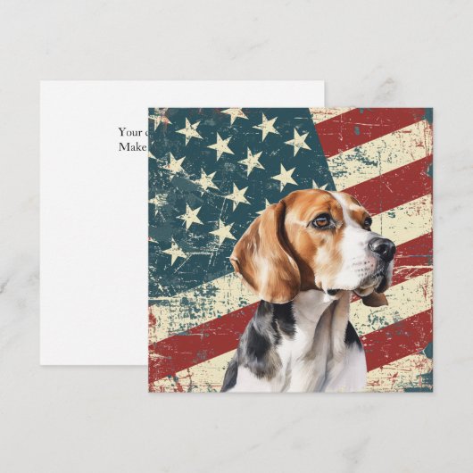 Grunge American Flag Beagle Hound Dog Flat Card (Voorkant / Achterkant)