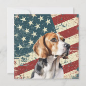 Grunge American Flag Beagle Hound Dog Flat Card (Voorkant)