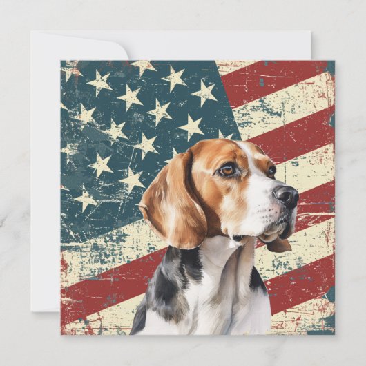Grunge American Flag Beagle Hound Dog Flat Card (Voorkant)