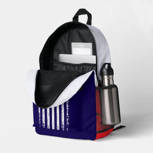 Grunge American Flag Bedrukte Rugzak (Achterkan Hoek Rechts (Open))