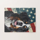 Grunge American Flag Bernese Mountain Dog Legpuzzel (Horizontaal)