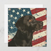 Grunge American Flag Black Labrador Flat Card (Voorkant / Achterkant)