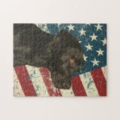 Grunge American Flag Black Labrador Retriever Dog Legpuzzel (Horizontaal)
