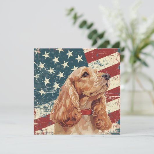Grunge American Flag Cocker Spaniel Dog (Staand voorkant)