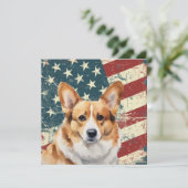 Grunge American Flag Corgi Dog Flat Card (Staand voorkant)