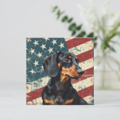 Grunge American Flag Dachshund Dog (Staand voorkant)