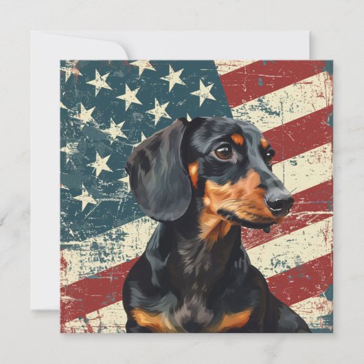 Grunge American Flag Dachshund Dog (Voorkant)