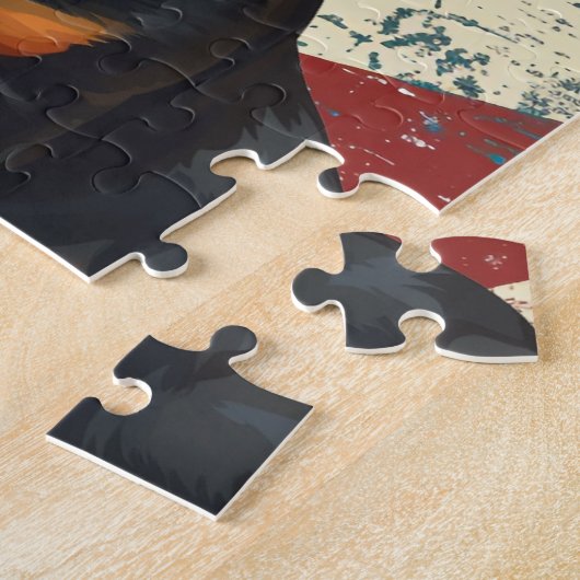 Grunge American Flag Dachshund Dog Legpuzzel (Zijkant)