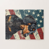 Grunge American Flag Dachshund Dog Legpuzzel (Horizontaal)