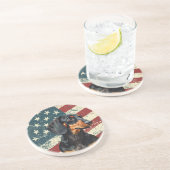 Grunge American Flag Dachshund Dog Zandsteen Onderzetter (Zijkant)
